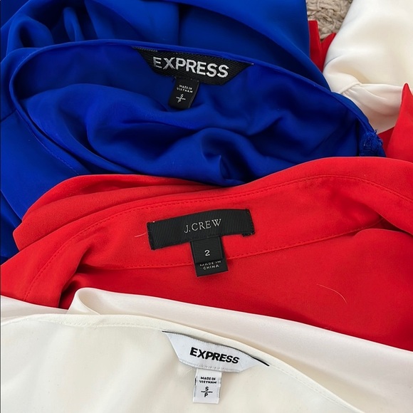 3 Item Polyester Career Blouse Shirt Bundle - J. Crew & Express - Sz Small / 2 - Picture 2 of 10